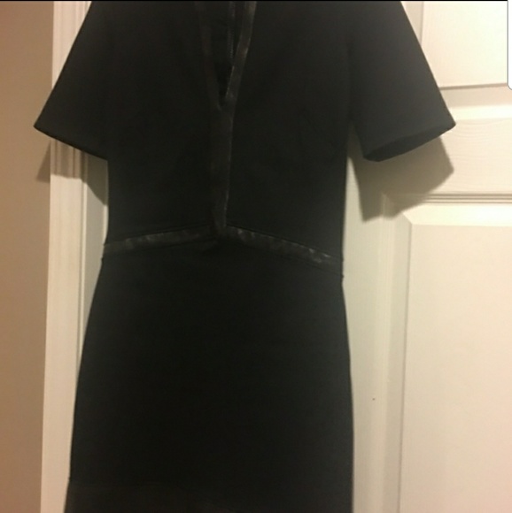 Helmut Lang black dress with leather trim. - Picture 5 of 7